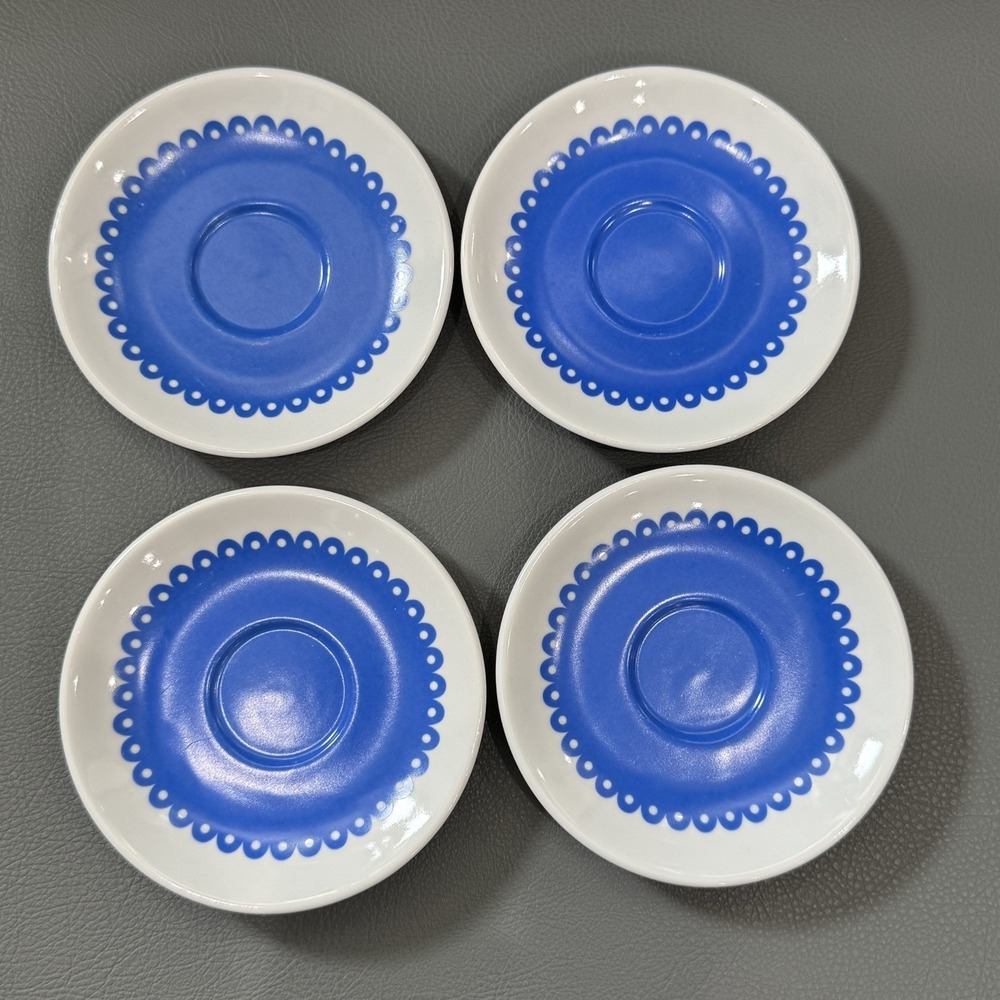 4 Carlo Giannini Made in Italy Blue & White Espresso saucers ONLY